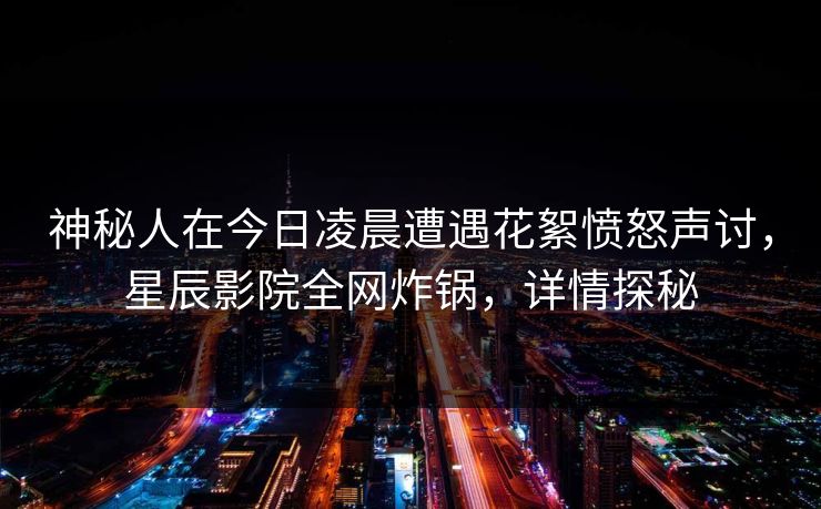 神秘人在今日凌晨遭遇花絮愤怒声讨，星辰影院全网炸锅，详情探秘