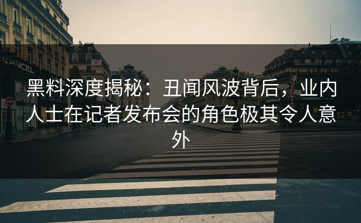 黑料深度揭秘：丑闻风波背后，业内人士在记者发布会的角色极其令人意外