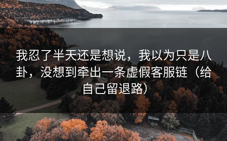 我忍了半天还是想说，我以为只是八卦，没想到牵出一条虚假客服链（给自己留退路）