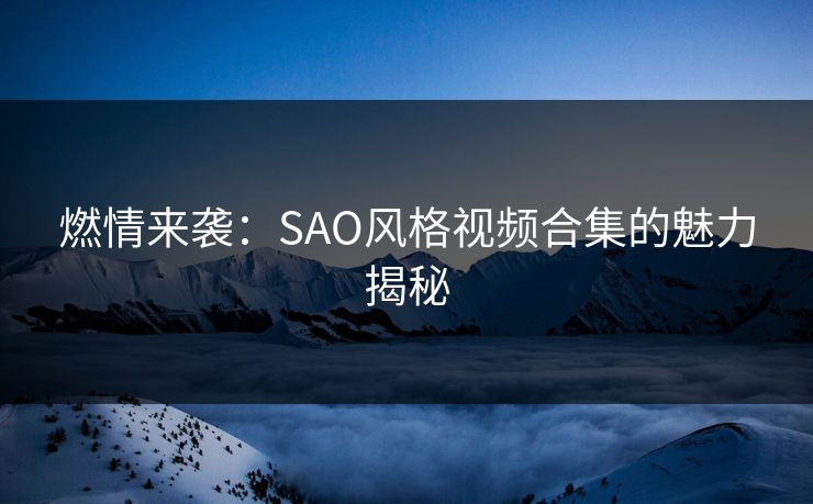 燃情来袭：SAO风格视频合集的魅力揭秘