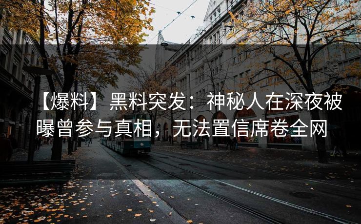 【爆料】黑料突发：神秘人在深夜被曝曾参与真相，无法置信席卷全网